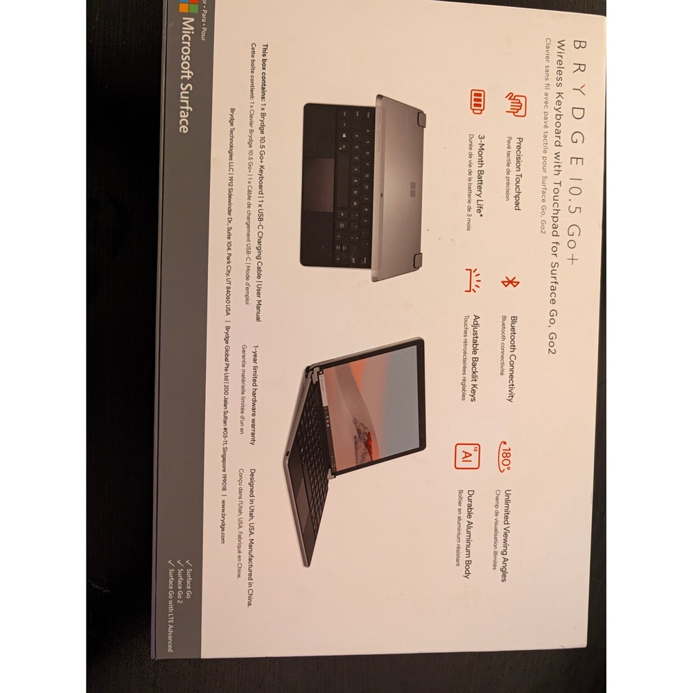 Brydge 10.5 Go+ Keyboard Surface Go 1/2 Grey Like New Backlit Rare Tech